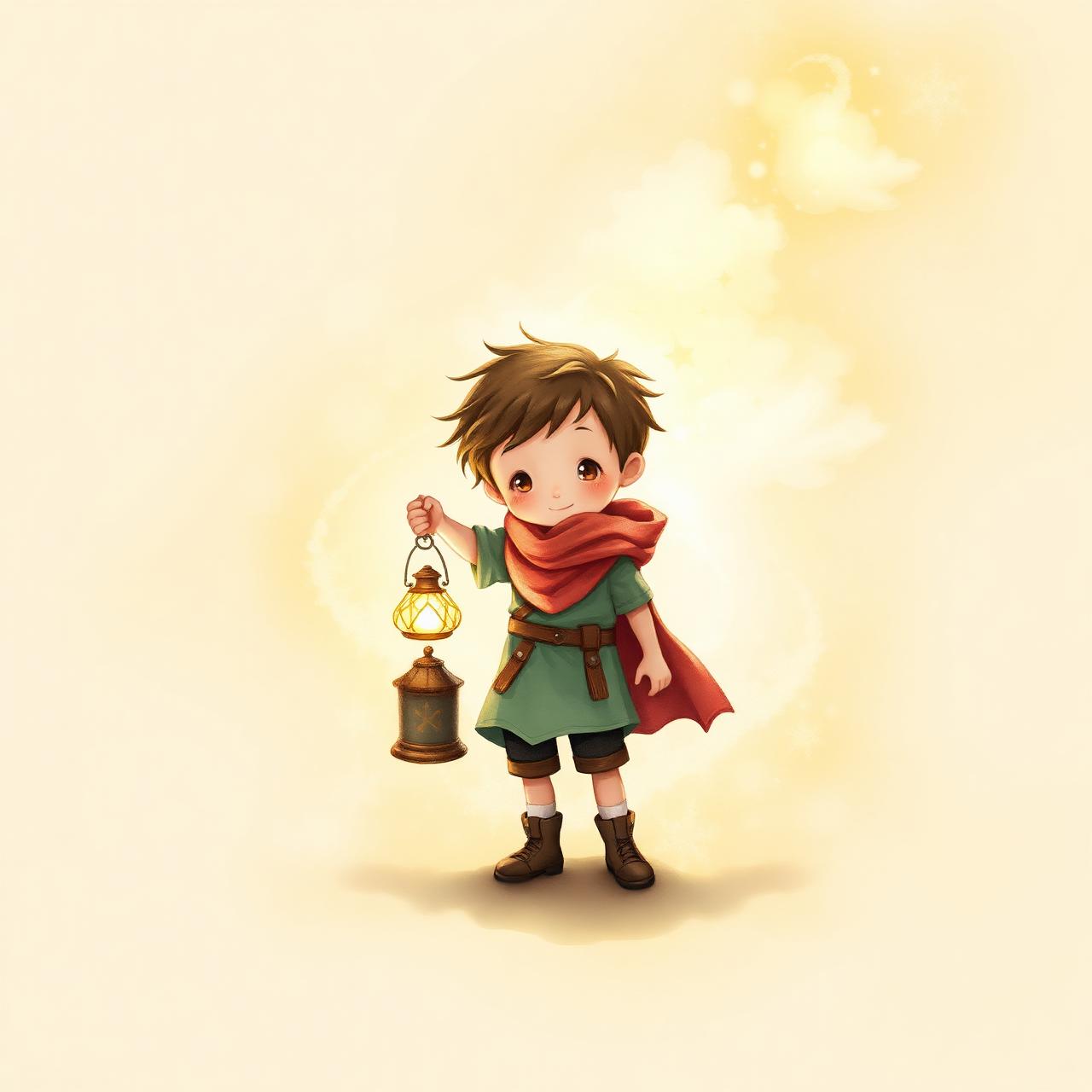 A child illustrated as a tiny adventurer holding a glowing lantern